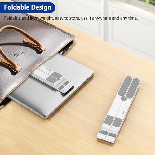 BESIGN LS01 Pro Ergonomic Laptop Stand, Plastic Laptop Riser, Portable and Adjustable Notebook Computer Holder Compatible with 10-14" Laptops (White) 8