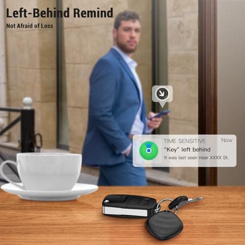 Key Finder, Bluetooth Tracker Locator Pairs with Apple Find My (iOS only), Item Finder for Keys,Wallet,Pets,Bag,Backpack and Suitcase, 400ft Range Smart Tracker Tags, Compatible with iOS, Black 1Pack 6