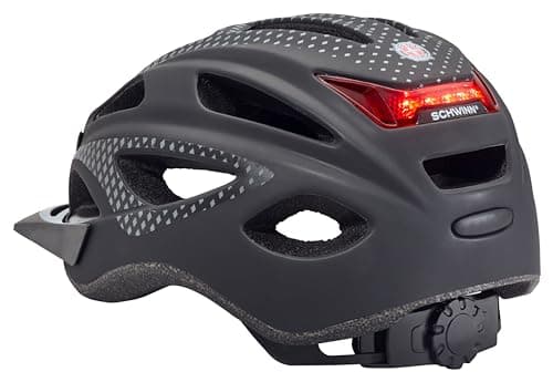 Schwinn Beam Lighted Helmet for Adults, Size 58 - 62 cm for Riders Ages 14+, Rear LED Light, Reflective Strips, Adjustable Dial and Straps, 17 Air Vents, Removable Visor, Adult Bike Helmet 6