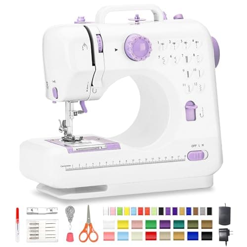 Sewing Machine for Beginners with 12 Built-in Stitches, Mini Sewing Machine with Foot Pedal, High-Low Speeds, Portable and Sewing Enthusiasts (505)