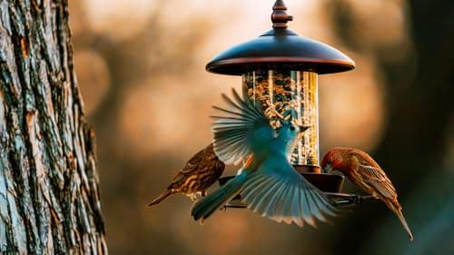 Youvip Metal Roof Bird Feeder - Chew Proof for Outdoor Hanging Wild Bird Seeds. Bronze 8