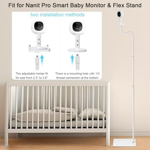 67" Adjustable Height Baby Monitor Floor Stand Holder for HelloBaby,Infant Optics DXR-8 Pro,Nanit Pro & Flex Stand,Eufy,Motorola,Owlet,Momcozy Baby Monitor Stand,Also for Cameras with 1/4 Screw Mount 4