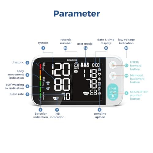 Checkme Blutooth Blood Pressure Monitors for Home Use, Blood Pressure Machine with Dual-Display, Extra-Large Adult Cuff, 500 Readings, Voice Broadcast - Automatic BP Monitor with Bluetooth 7