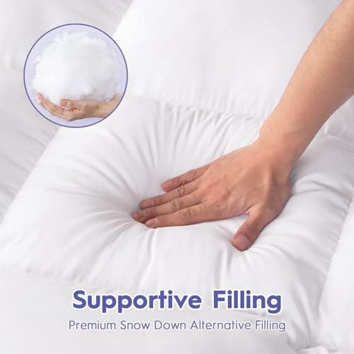 ABENE Queen Size Mattress Topper for Back Pain Relief, Extra Thick Mattress Pad Pillowtop, Soft Plush Mattress Cover Bed Topper with Deep Pocket, Overfilled Down Alternative Filling, White 6