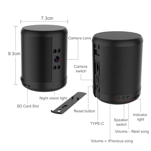 TnoxHD Indoor Camera Bluetooth Speaker, HD Wireless Home Security Camera with Night Vision, Motion Detection 24/7 Recording, SD/Cloud Storage-WiFi Nanny Cam Baby Monitor 7