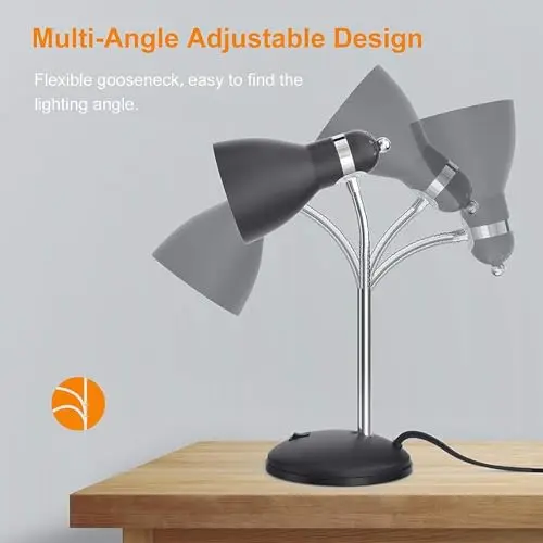 LEPOWER Metal Desk Lamp, Eye-Caring Table Lamp, Study Lamps with Flexible Goose Neck for Bedroom, Home Office (Matte Black) 6