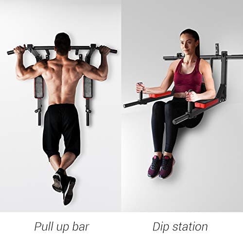 OneTwoFit Multifunctional Wall Mounted Pull Up Bar Chin Up bar Dip Station for Indoor Home Gym Workout, Power Tower Set Training Equipment Fitness Dip Stand Supports to 440 Lbs OT126 5