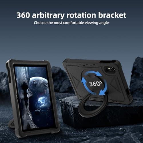 Tablet 10 Inch Android 14 Tablet, 16GB RAM 128GB ROM, 1TB Expansion, Octa-core, Large Capacity Battery, 5MP + 8MP Dual Camera, 5G/2.4G WiFi, Bluetooth 5.0, GPS, Drop-Proof Case - Black (Black) 8