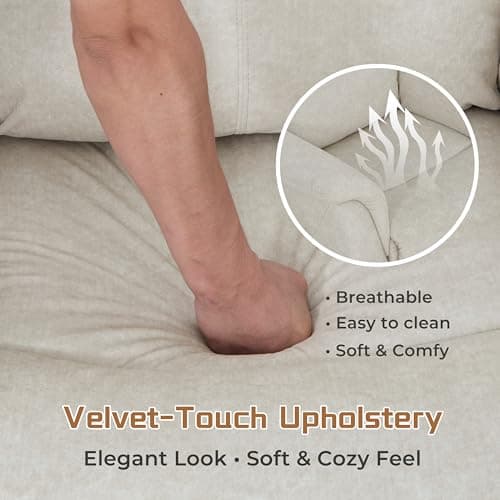 VUOVUS Massage Recliner Chair for Elderly, Padded Fabric Manual Recliner with 8 Vibration Nodes, Soft Overstuffed Single Sofa Chair for Bedroom and Living Room, Support up to 350 lbs (Cream) 7