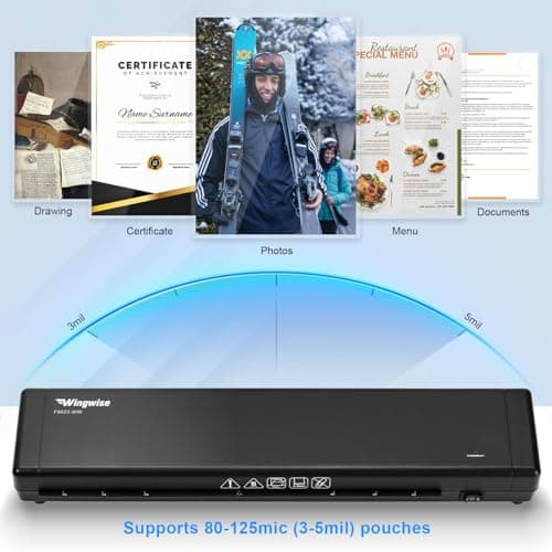Wingwise 13" Wide Thermal Laminator Machine for Home, Office & School - Matte Black, Ideal for Tabloid (11"x17") & Smaller Documents 6