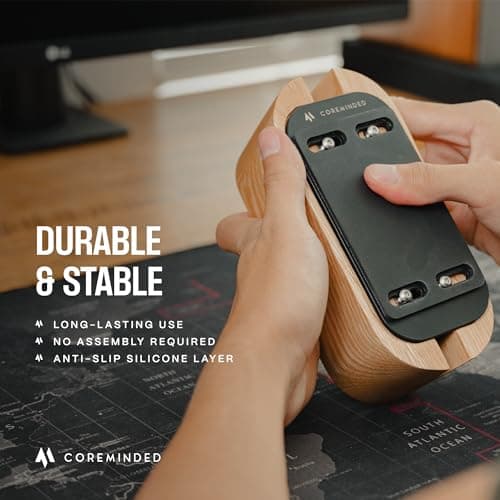 COREMINDED Adjustable Vertical Laptop Stand for Desk, Wooden Laptop Holder, MacBook Pro Stand, Wood Mac Air Dock (Solid Walnut) 8