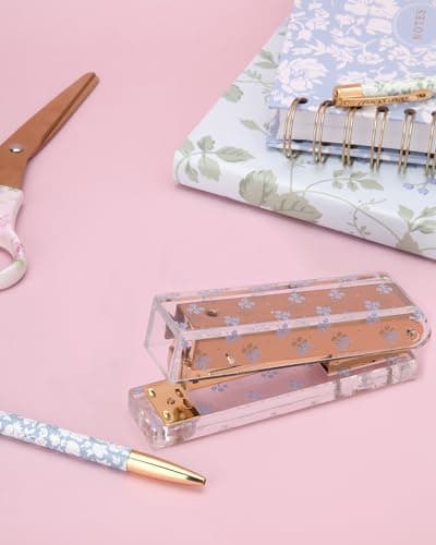 Laura Ashley Heirloom Cottage Mini Stapler – Stylish Gold & Acrylic Desk Stapler with Floral Accents – Compact 5” Aesthetic Office Stapler for Home, School & Work – Gift-Ready Packaging 6