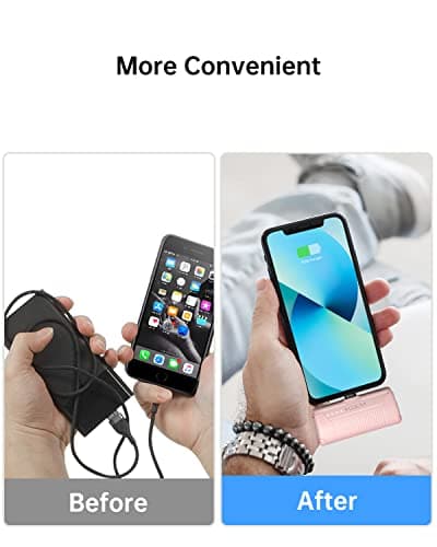 Kuulaa Portable Phone Charger, Small Power Bank 4500mAh Mini Power Bank for iPhone Cute Battery Pack Backup Charger Travel Compatible with iPhone 14/13/12/11/XS/XR (Pink) 5