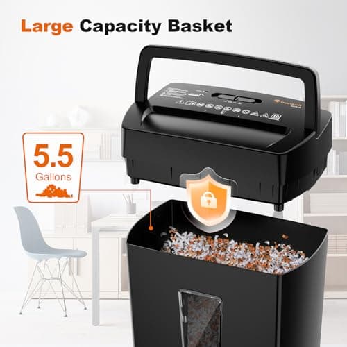 Bonsaii Paper Shredder, 10-Sheet Home Office Shredders, Micro Cut Home Use Paper Shredder with 5.5 Gallons/P-4 High Security/5 Minutes/Shred Card,Staple,Clips (C275-B) 6