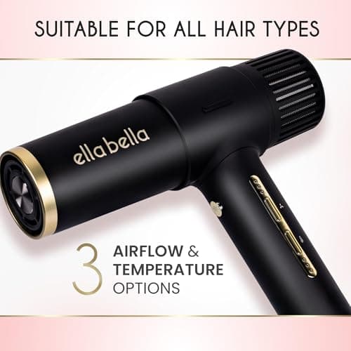 ELLA BELLA® Ionic Salon Hair Dryer with Diffuser • Negative Ion Blow Dryer • for All Hair Types • Intelligent Heat & Speed Control • Lightweight & Low-Noise Design • Rapid Drying & Precision Styling 5