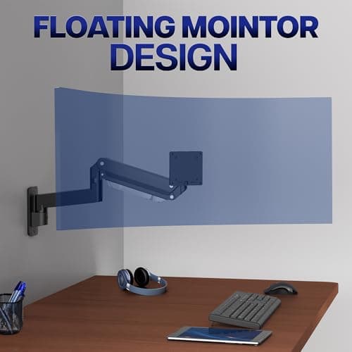 VIVO Premium Aluminum Heavy Duty Monitor Arm for Ultrawide Screens up to 49 inches and 44 lbs, Single Wall Mount, Pneumatic Height, Max VESA 100x100, Black, MOUNT-V101G1 9