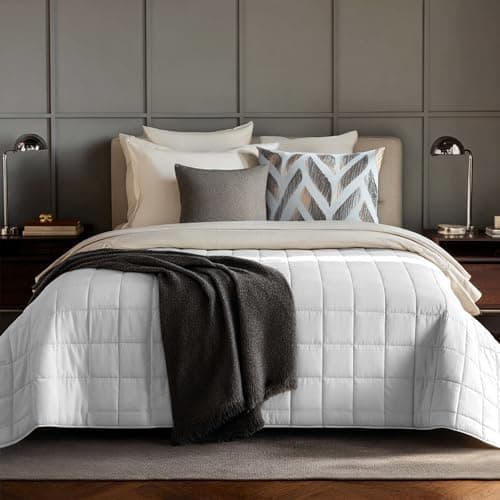 HomeSmart California King Weighted Blanket 30 lbs, Extra Large Heavy Blanket, Soft Breathable Fabric, Also Fits California King Beds, White