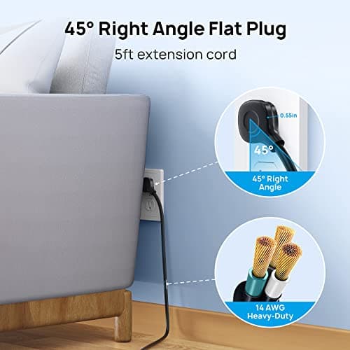 TROND Power Strip Surge Protector, 4000J, ETL Listed, 10 Widely Spaced Outlets with 2 USB A and 2 USB C, Flat Plug 5ft Extension Cord, Wall Mountable, 14AWG Heavy Duty, for Home Office Garage, Black 5
