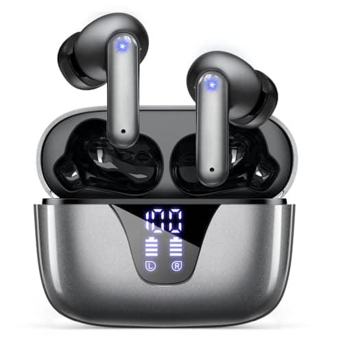 Nequga Wireless Earbuds Bluetooth Headphones, 50H Playtime Ear Buds with Mic, LED Digital Display Charging Case, IPX7 Waterproof, Deep Bass Stereo, in-Ear Earphone for iPhone Andriod Phone
