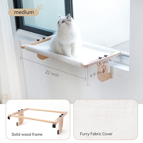 Cat Window Perch - Sturdy Hammock Seat for Large Cats, Easy-to-Install and Removable for Cleaning - Damage-Free Mount, Medium & Large Sizes 6