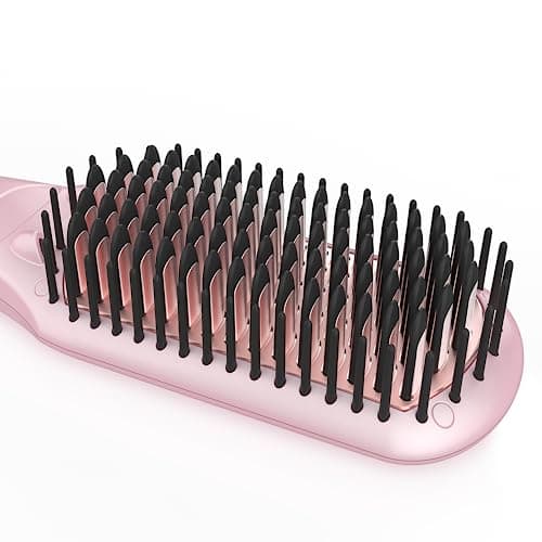 Hair Straightener Brush Straightening Brush Ceramic 2-in-1 Ionic Straightening Brush with Anti-Scald Feature,MCH 20s Fast Heating up, 170℉-450℉,LCD Display, Dual Voltage 7