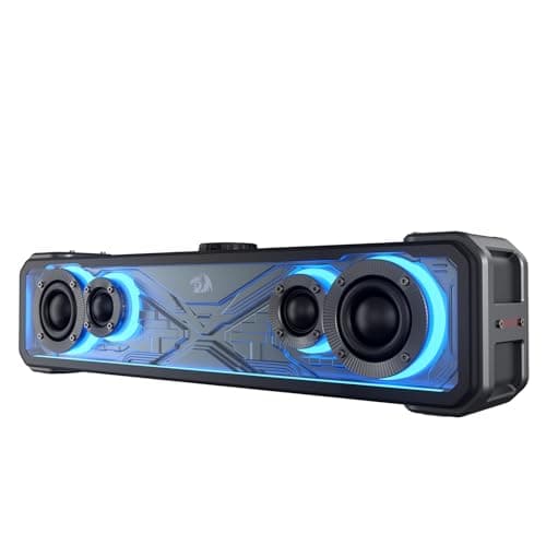 Redragon GS817 RGB Desktop Soundbar, 2.0 Channel Stereo Speakers for Desktop w/Massive 30W Max Power, Touch-Control, Bluetooth 5.3 & 3.5mm AUX Inputs, Black 9