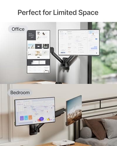 monTEK Dual Monitor Wall Mount for 17 to 32 inch Flat/Curved Screens, Each Holds to 19.8 lbs, Full Motion Adjustable Mechanical Spring Monitor Arm, 75x75/100x100 VESA Wall Mount, Black 7
