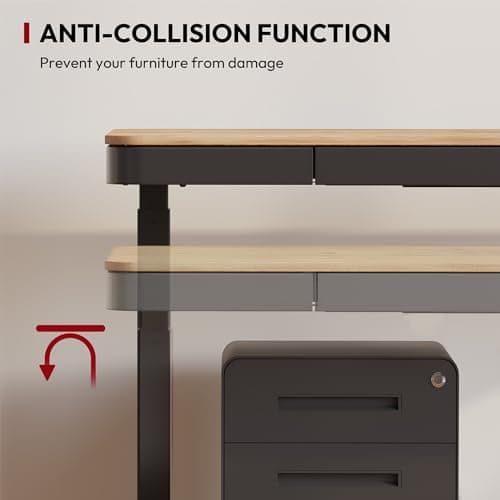 SANODESK Standing Desk with Drawer, Electric Height Adjustable Home Office Desk with Storage & USB Ports, 48 inch Black Walnut Wood Tabletop/Black Frame 7