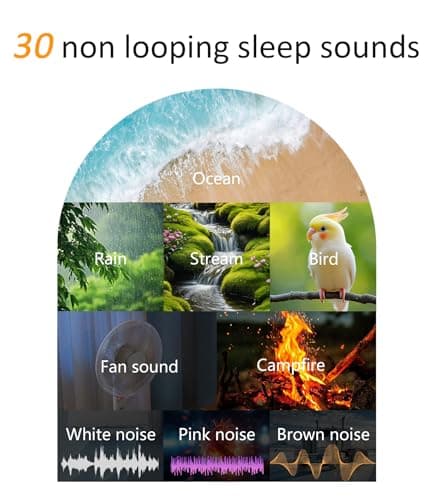 Wkzay White Noise Sound Machine: 30 Soothing Sounds, Sunrise Alarm Clock for Gentle Wake Up, Adjustable Volume & Night Light, Timer - Easy to Sleep, Relax, Focus 7