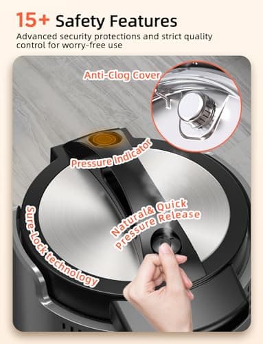 Nuwave Duet Electric Pressure Cooker & Air Fryer Combo, 450 IN 1 Slow Cooker & Grill with Integrated Digital Temp Probe, 6qt SS Pot, Adjustable High/Low Pressure, Built-in Sure-Lock Safety Tech 7