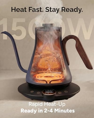 INTASTING Gooseneck Electric Kettle, ±1℉ Temperature Control, Stainless Steel Inner, Quick Heating, for Pour Over Coffee, Brew Tea, Boil Hot Water, 0.9L (Navy Blue) 5