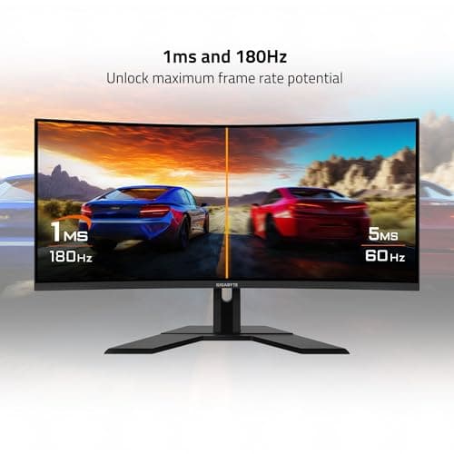 GIGABYTE - G34WQCP - Pro Version - 34" VA Curved Gaming Monitor - WQHD 3440x1440-180Hz - 1ms MPRT - AMD FreeSync Premium - HDMI, DP, Type C - Height Adjustable - Black 3