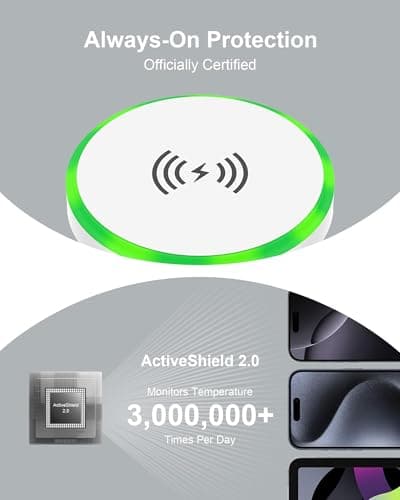 Pixelsnap MagSafe Wireless Charger Pad Stand– 15W Fast Charging Magnetic Pad for iPhone 17/16/15/14, Google Pixel 10/9a/9/9 Pro XL, Samsung Galaxy S25/S24, AirPods, Qi-Enabled Android Cordless Charger 5