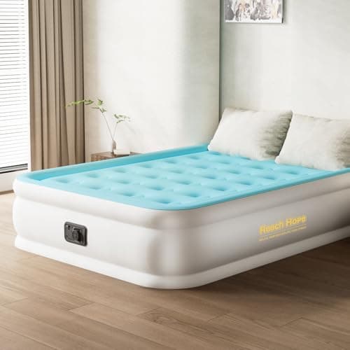 Air Mattress Full with Built in Pump, Plug-in Electric Pump Colchon Inflatable Air Bed, Blow Up Portable Mattress with Bag, Double Air Mattress for Rental Home, Camping and Guests.(18" Full, Blue)