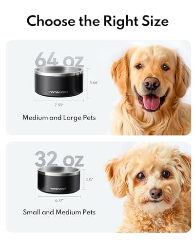 Homerunpet Double Wall Stainless Steel Dog Bowls, Non-Slip Base, Dishwasher Safe, Durable Pet Food & Water Bowl for Dogs & Cats(32oz, Black) 8