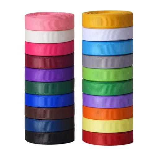 Grosgrain Ribbon 3/8 inch 20 Colors 5 Yards/Roll, Total 100 Yards Per Package for Christmas Tree, Wreath Decorations, Bow Making, Gift Wrapping, Flower Bouquet