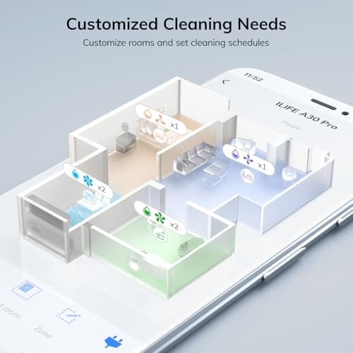 ILIFE A30 Pro Robot Vacuum and Mop, Self Emptying Station for 60 Days, 5000Pa Suction, LiDAR Navigation, No-Go Zones, 2.4G WiFi/App/Alexa/Remote Control, Clean Hard Floors to Medium-Pile Carpet, 110V 7