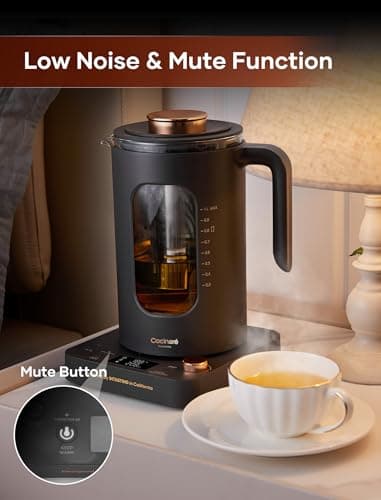 Electric Tea Kettle, INTASTING Glass Electric Kettle with tea Infuser and Precise knob temperature control, 1200W Fast Heating, BPA-Free, Easy to Clean, 1 Liter (Dark Gray) 7