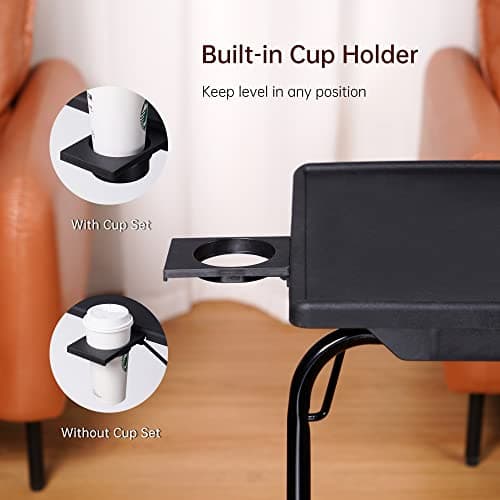 Allpop TV Tray Table - Adjustable TV Dinner Tray for Eating, Folding Laptop Table with 6 Heights & 3 Tilt Angles, Cup Holder on Couch & Bed, Black 6