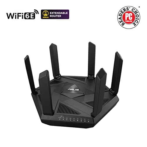 ASUS RT-AXE7800 Tri-Band WiFi 6E (802.11ax) Router, 6GHz Band, ASUS Safe Browsing, Upgraded Network Security, Instant Guard, Built-in VPN Features, Parental Controls, 2.5G Port, AiMesh Support 10