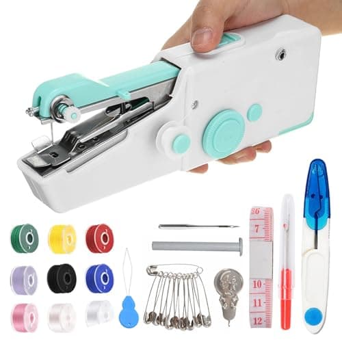 Handheld Mini Sewing Machine for Beginners, Portable Sewing Machine with Sewing Kits for Adults Quick Stitching and Home DIY, Travel (Blue)