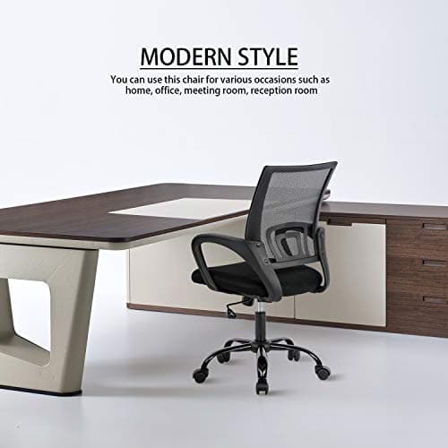 Home Office Chair, Ergonomic Desk Chair, Mesh Computer Chair with Lumbar Support Armrest Executive Rolling Swivel Desk Chairs with Wheels, Adjustable Mid Back Task Chair for Adults, Black 7