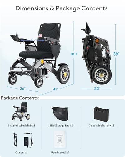 Heavy Duty Electric Wheelchairs for Adults – 20" Wide Seat with 25 Miles Range, Supports 400 lbs, Foldable Powered Wheelchair with 20AH Battery and Large Tire for Home, Park, Black（20% Wider Seat） 8