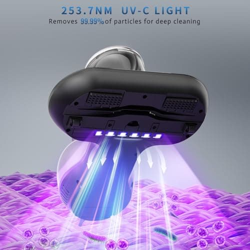 Hersven Mattress Vacuum Cleaner, Handheld UV Bed Vacuum Cleaner 16KPa & 12800 Vibrations Per/Min Upgraded Effectively Clean Up Bed, Pillows, Cloth Sofas, Carpets and Ther Fabric Surfaces 5