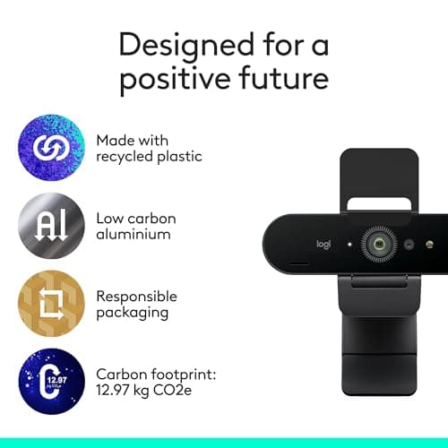 Logitech Brio 4K Webcam, Video Calling, Noise-Cancelling mic, HD Auto Light Correction, Wide Field of View, Windows Hello Works with Microsoft Teams, Zoom, Google Meet, PC/Mac/Laptop/MacBook/Tablet 9