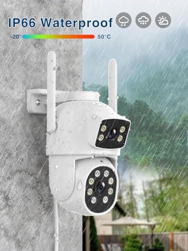 Reobiux Security Camera Outdoor with Dual Lens, 2.5K/6MP Outdoor Cameras for Home Security with Auto Tracking, Human Detection, 30m Color Night Vision, Two-Way Audio, IP66 7