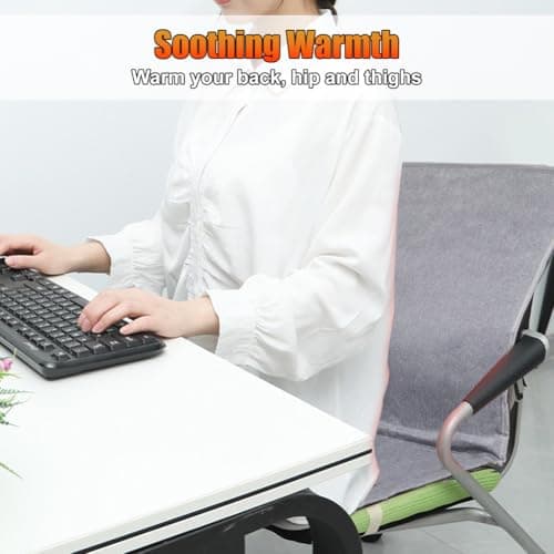 WOOLALA USB Heated Seat Cushion for Office Chair, Large Heating Area Heated Seat Cover Therapy Heating Pad for Back, Lumbar, Hip, Thigh with 3 Temperatures Levels, 17In * 35.5In 5