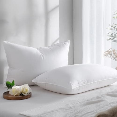 Alkyonos Hypoallergenic Bamboo Viscose Shell, Soft Standard/Queen Size Bed Pillows Set of 2 with Down Alternative Filling, Oeko-Tex Certified, Luxury Hotel Quality for Back, Stomach and Side Sleepers