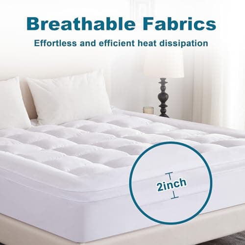 Eiayeebil 2 Inch Thick Mattress Topper Queen Size, 1400 GSM Soft Pillow Top Mattress Topper, Down Alternative Memory Foam with 8-21 Inch Deep Pocket Bed Topper Pad for Back Pain 5