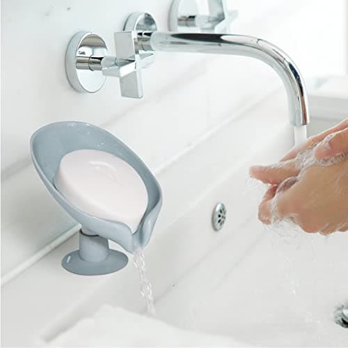Leaf Shape Soap Saver - Self Draining Soap Dish, Extends Bar Soap Life, Keeps Soap Dry - Gray & Gray, 2 Pcs 7